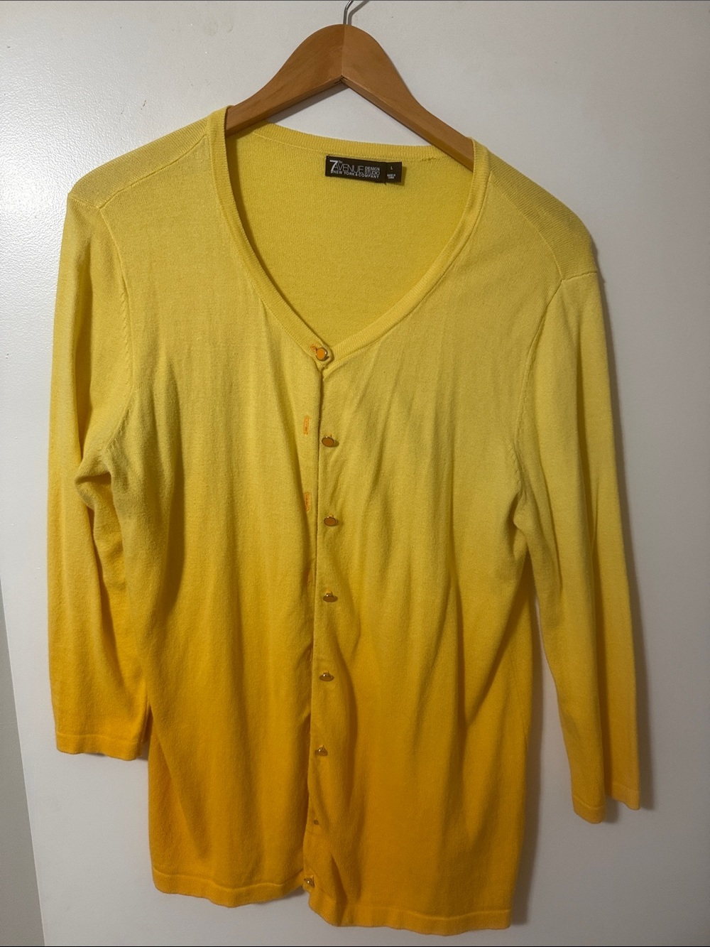 Lightweight Yellow Ombre scoop neck Cardigan